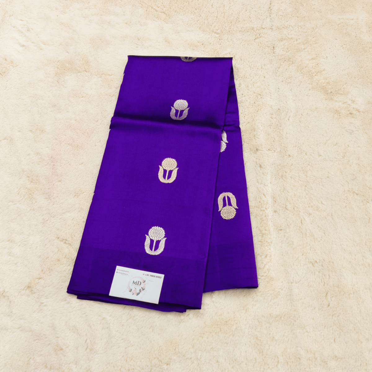 Pure Matka Tussar Coin Royal Blue - Image 2