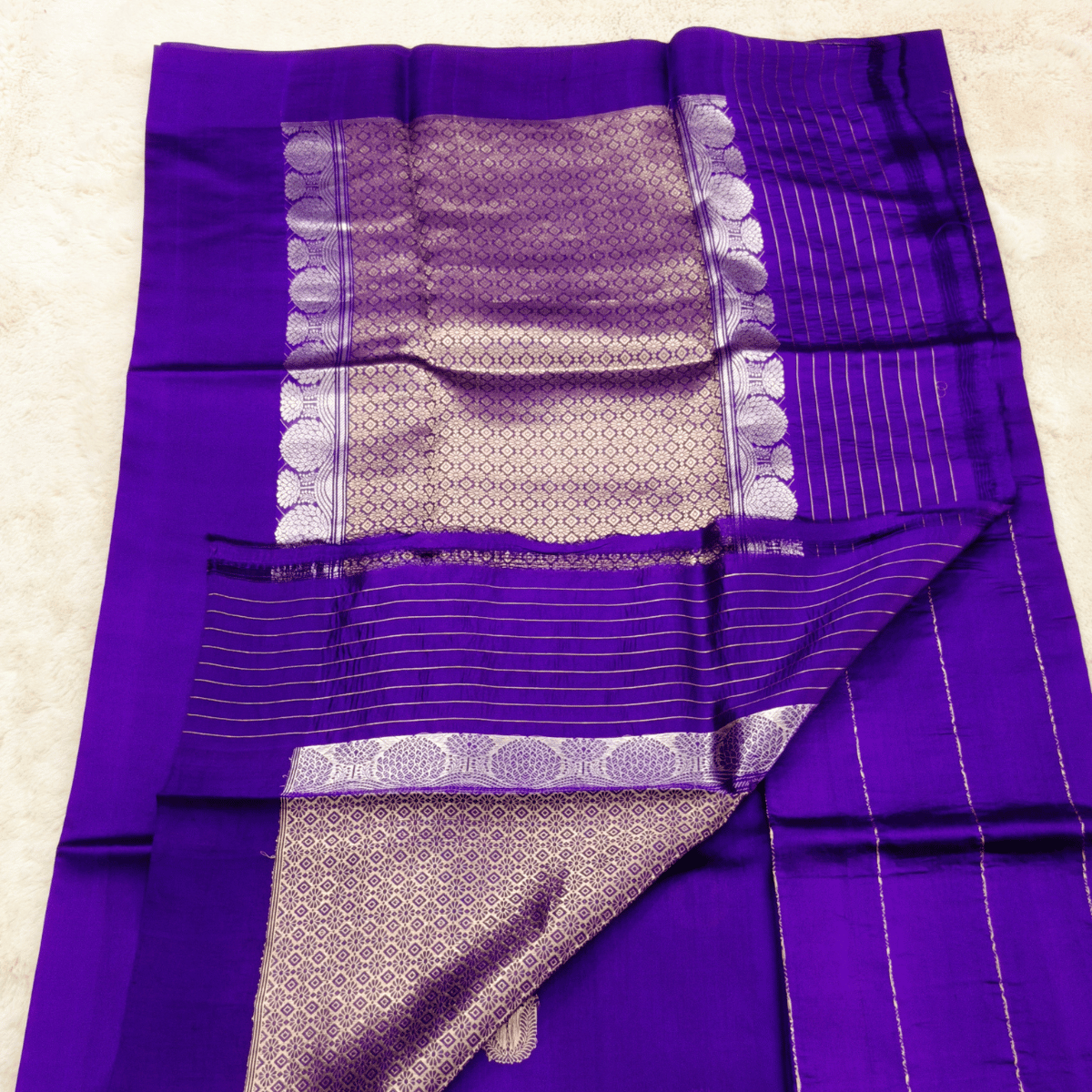 Pure Matka Tussar Coin Royal Blue - Image 4