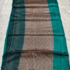 Pure linen matka silk saree with tissue silk blouse Dark Green