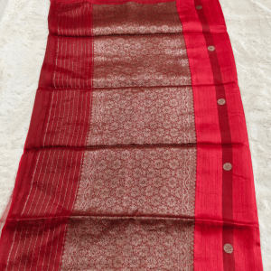Pure linen matka silk saree with tissue silk blouse Red