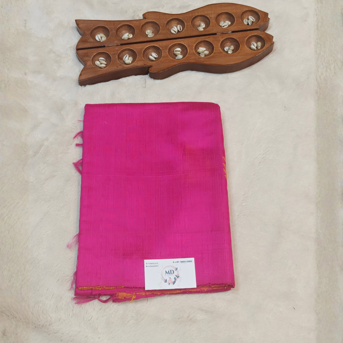 Pure raw silk saree(Bright Rani Pink) - Image 2