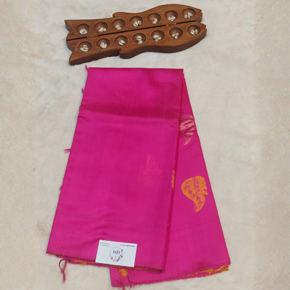Pure raw silk saree(Bright Rani Pink)