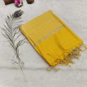 Raw Silk Sarees (Mustard Yellow)