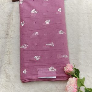 Mulchanderi Floral Fabric(Dusty Rose Pink)