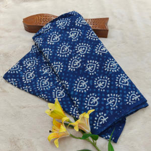 Premium Natural Dyeing Cotton Fabric(Indigo blue base with white printed patterns)