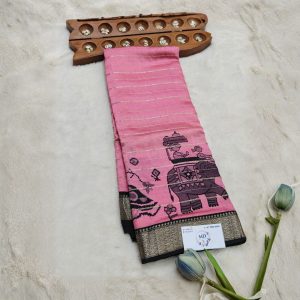 Dola Silk Saree(coral pink)