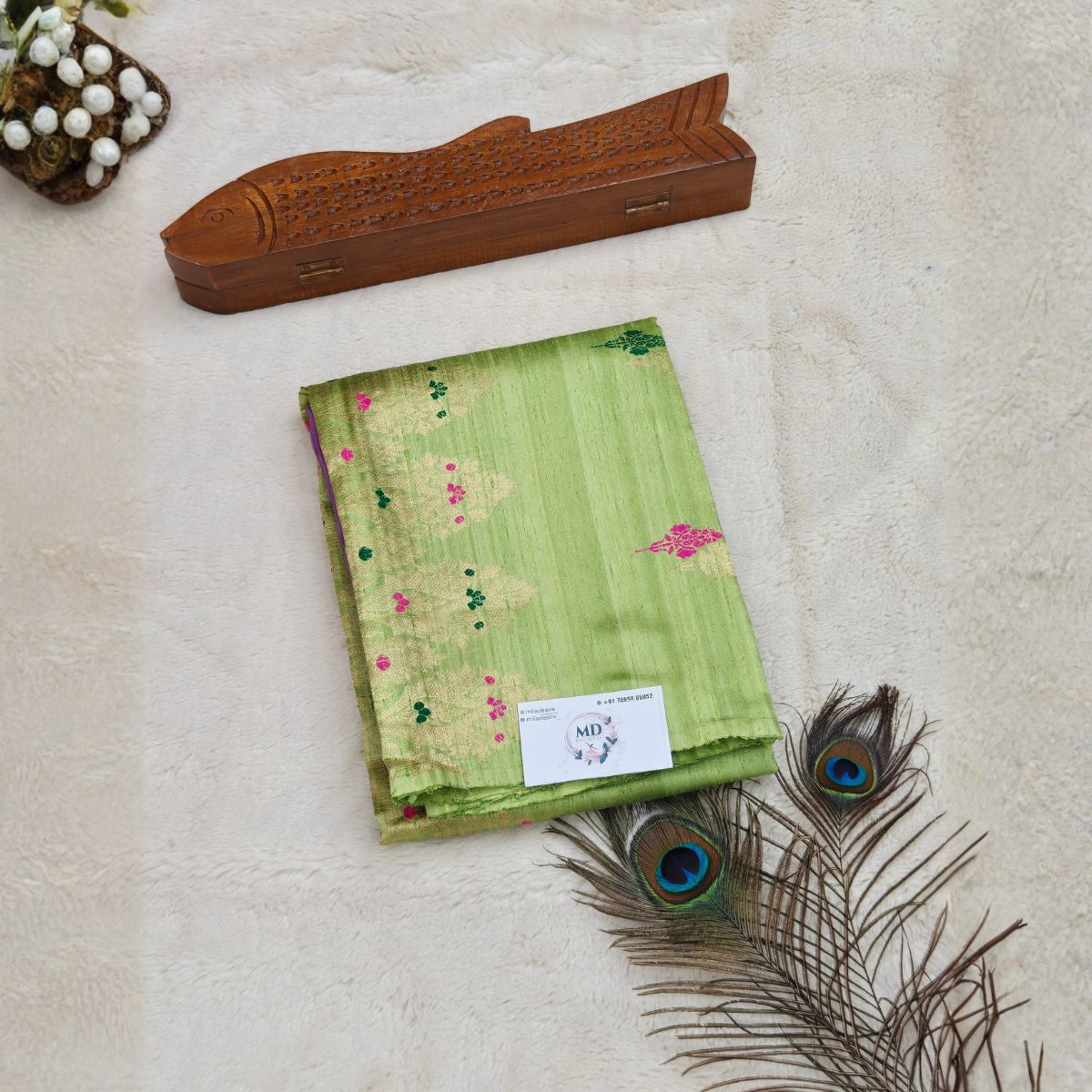Pure rawsilk salwar materials banarasi weaving and kora silk dupattta(Pista Green and Lavender Purple) - Image 2
