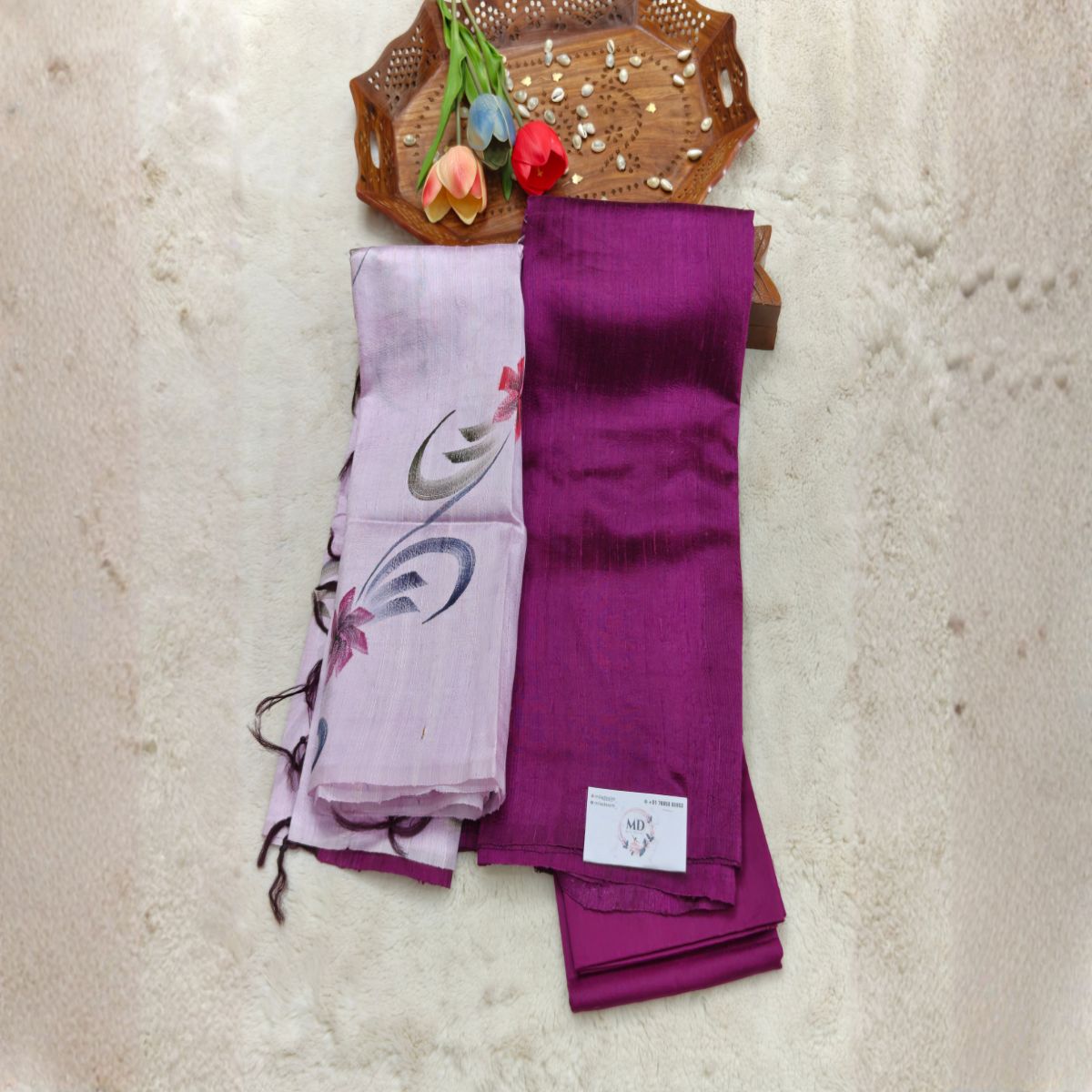 Dupion raw silk salwar material (Royal Magenta) - Image 2