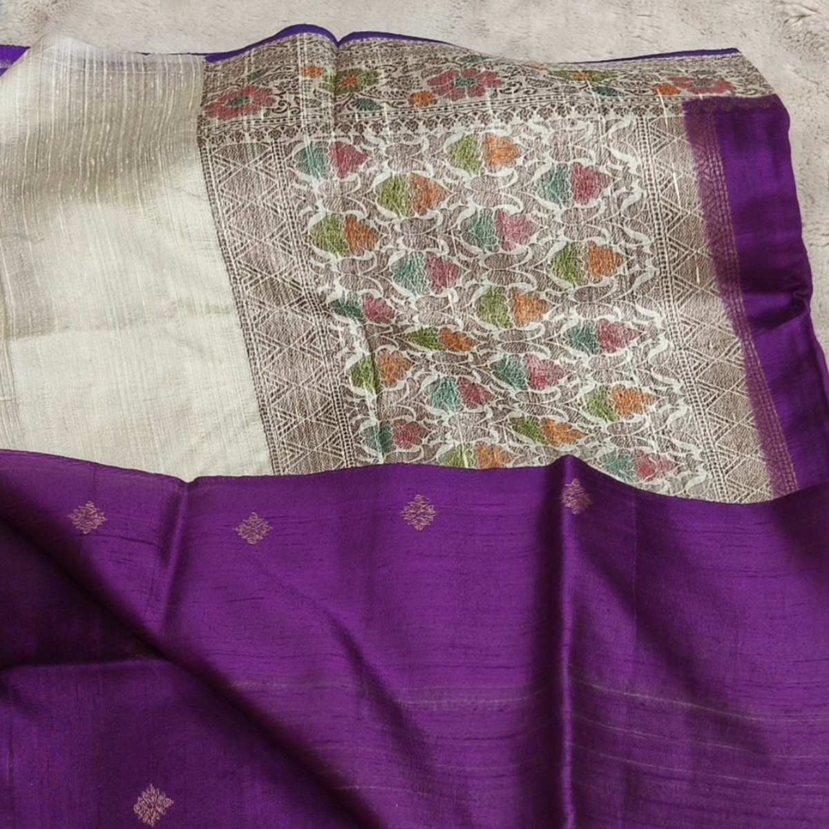 Pure Banarasi Rawsilk Sarees (Vibrant Royal Purple) - Image 2