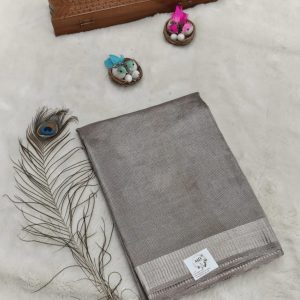 Tissue Tussar Silk Saree(Smoky Grey)
