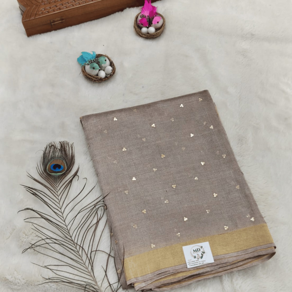 Tissue Tussar Silk Saree(Warm taupe)