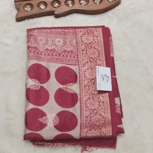 Tussar Silk Banarasi Weaving(Deep Magenta Pink)