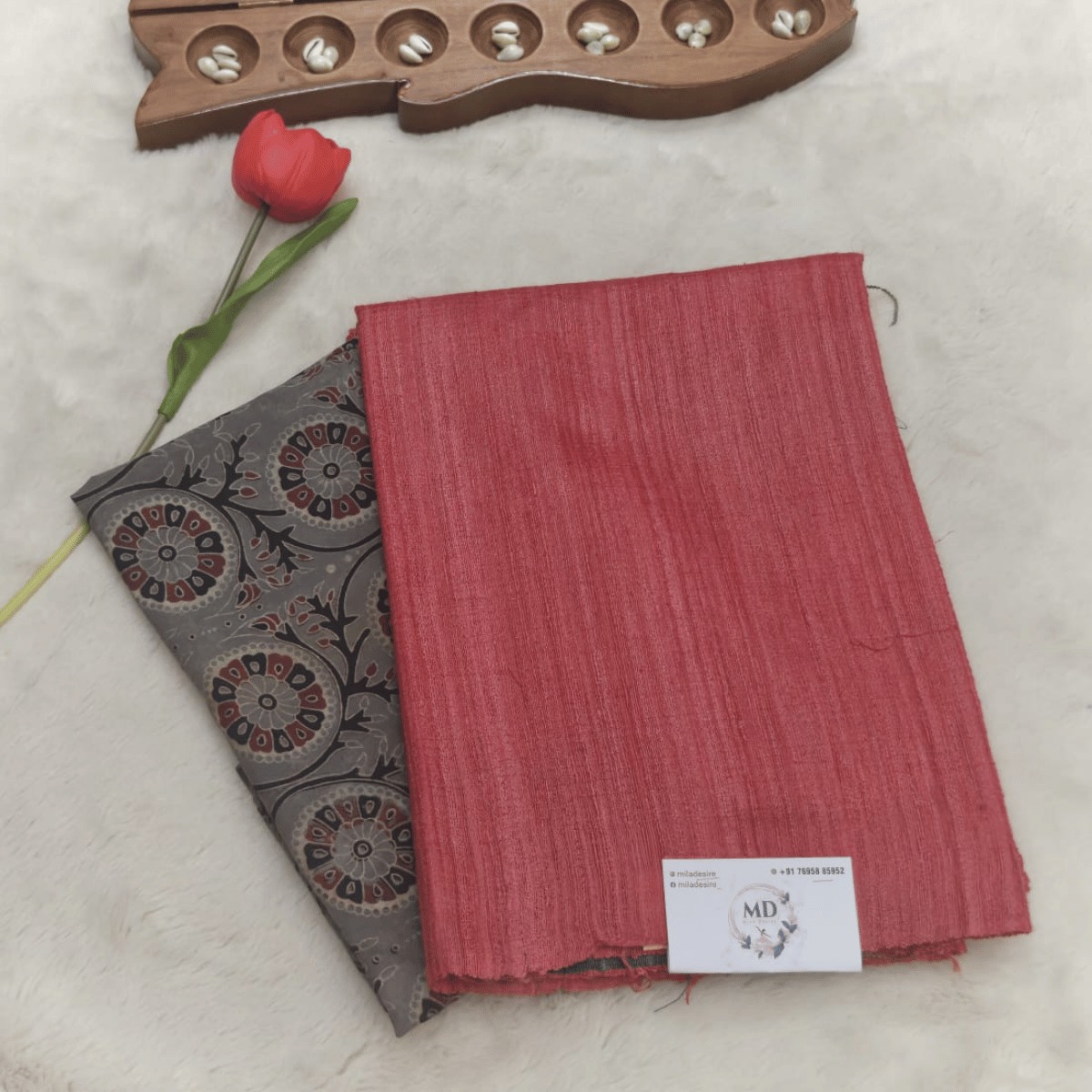 Pure jute tussar saree(Coral Rose Pink)