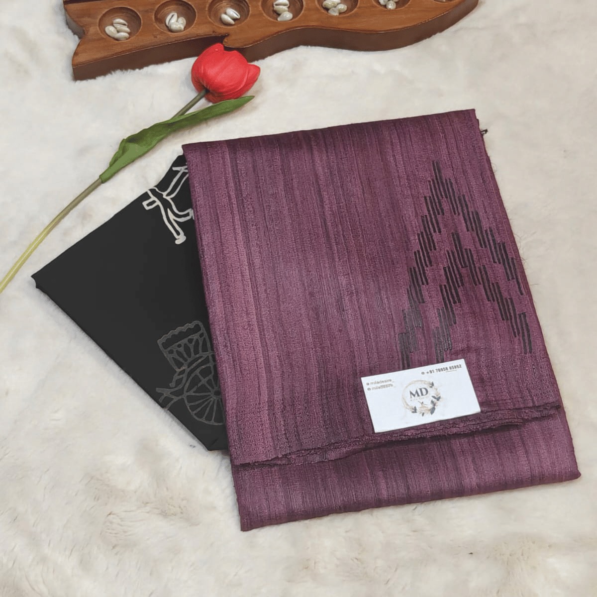 Pure jute tussar saree(Metallic Plum Purple)