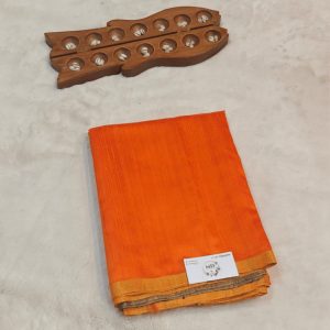 Pure raw silk saree(Bright Vermilion Orange)