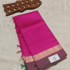 Pure Raw Silk Saree(Rani Pink)