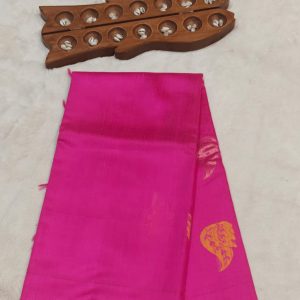 Pure raw silk saree(Bright Rani Pink)