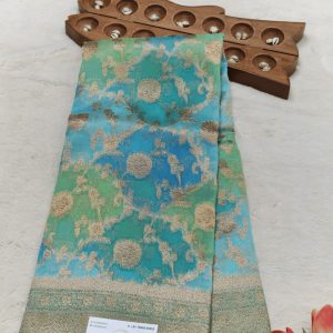 Raw Mango and kora banarasi silk(Aqua Teal)