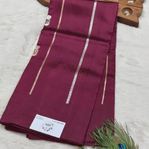 Raw Mango and kora banarasi silk(Deep Plum )