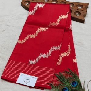 Raw Mango and kora banarasi silk(Cherry Red)