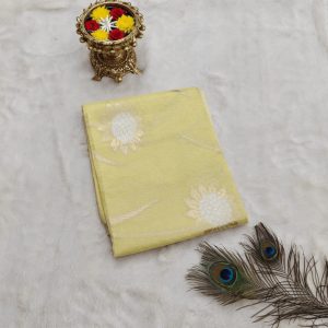 Tissue Linen Saree (Pastel Lemon Yellow)