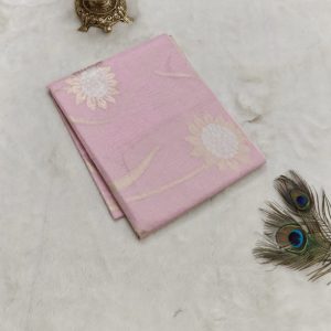 Tissue Linen Saree (Soft Blush Rose Pink)