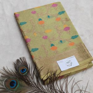 Semi tussar Kota banarasi with meenakari work saree(Pista Green)
