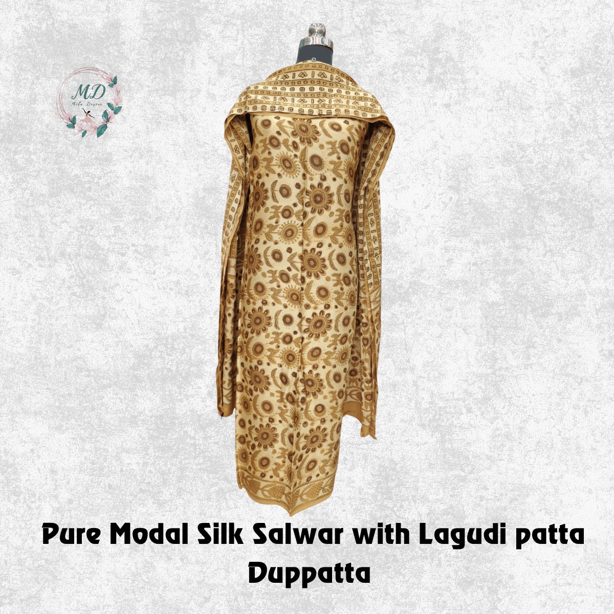 Pure Modal Silk Salwar ( Golden Beige) - Image 2