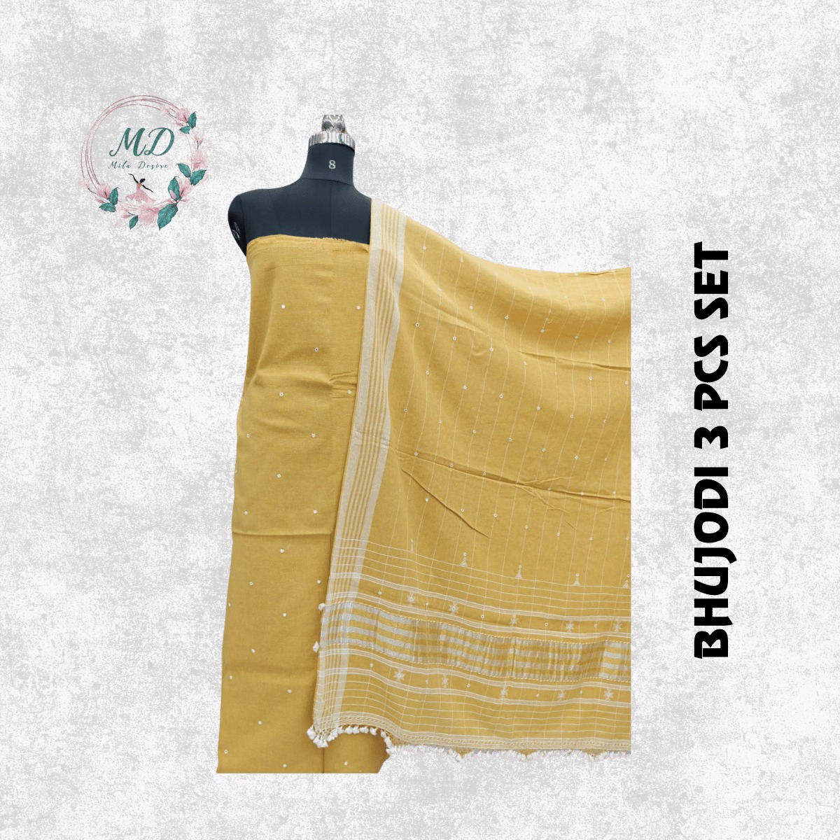 Bhujodi 3 pcs set(Mustard Yellow)
