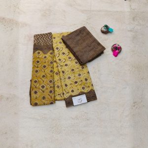 Taj Cotton Double Processed Hand Block Salwar (Olive Sandal)