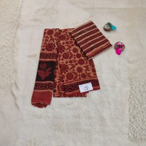 Taj Cotton Double Processed Hand Block Salwar (Olive Red)