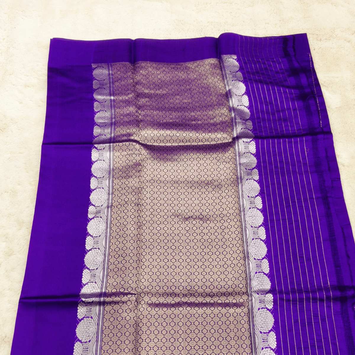 Pure Matka Tussar Coin Royal Blue - Image 3