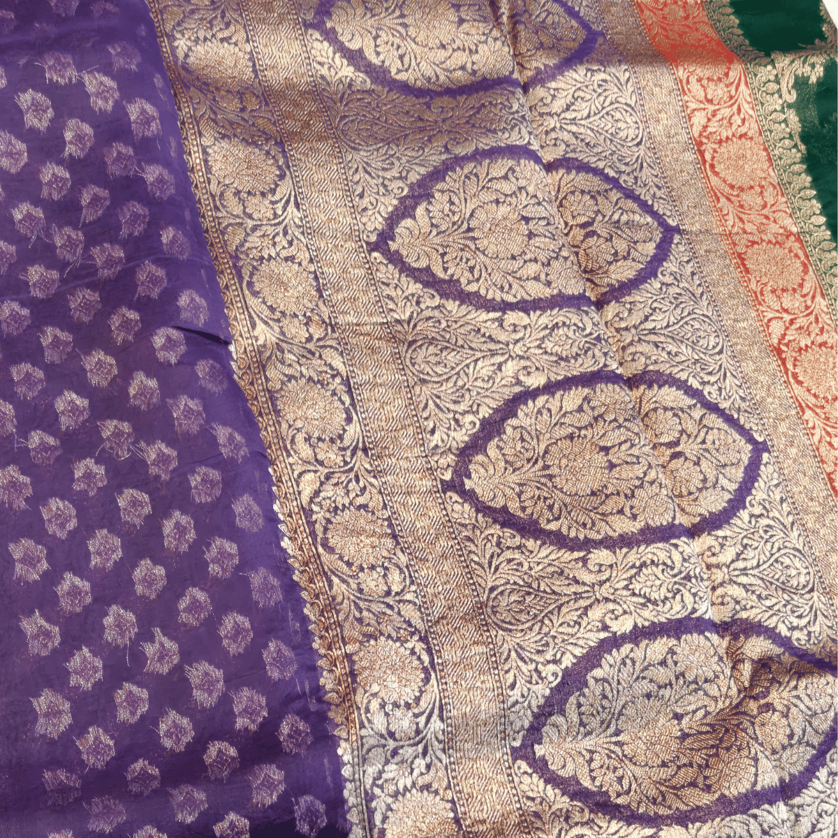 Kora Banarasi Silk Sarees (Red) - Image 5
