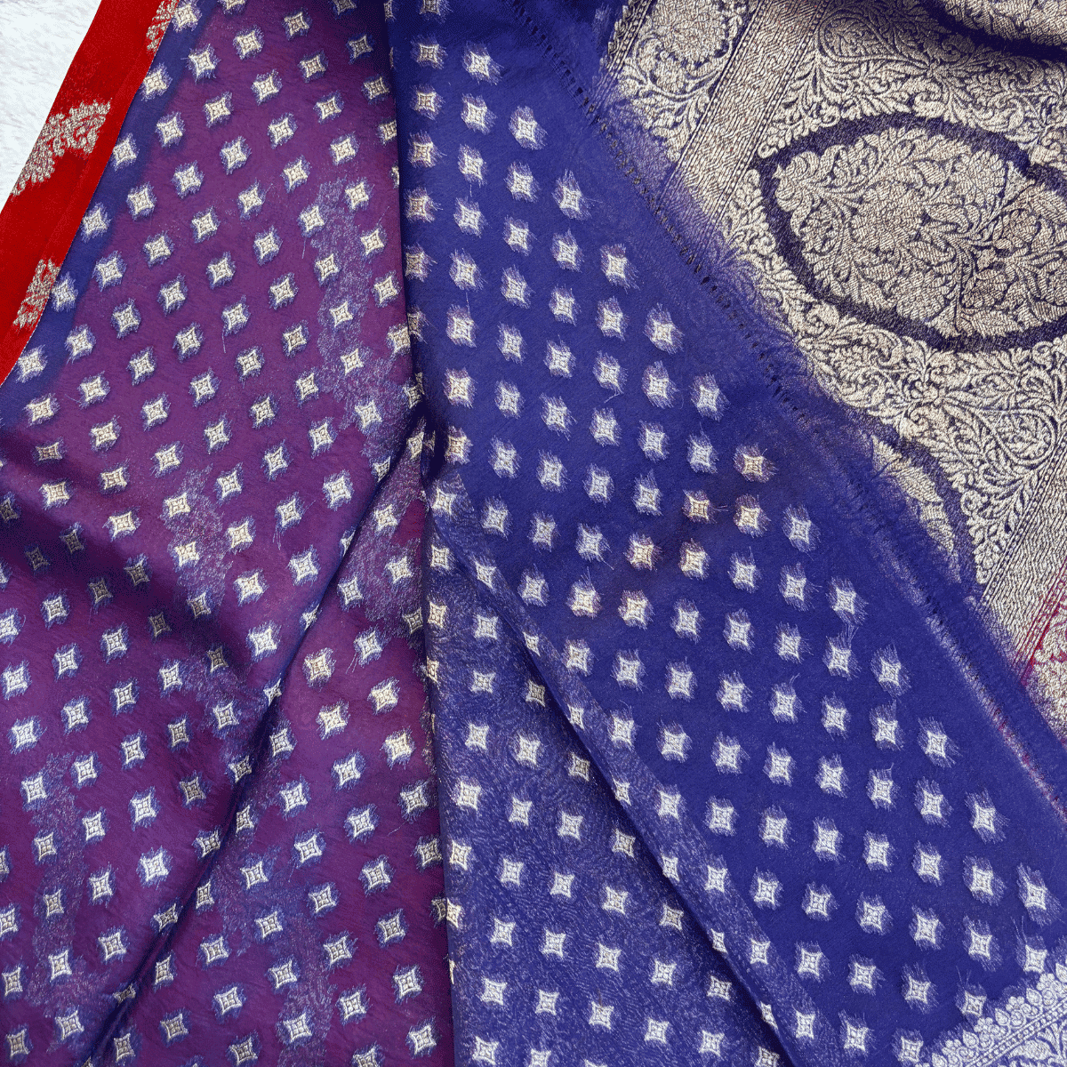 Kora Banarasi Silk Sarees (Red) - Image 3