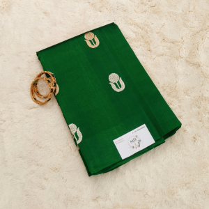 Raw Mango Silk Saree (Bottle Green)