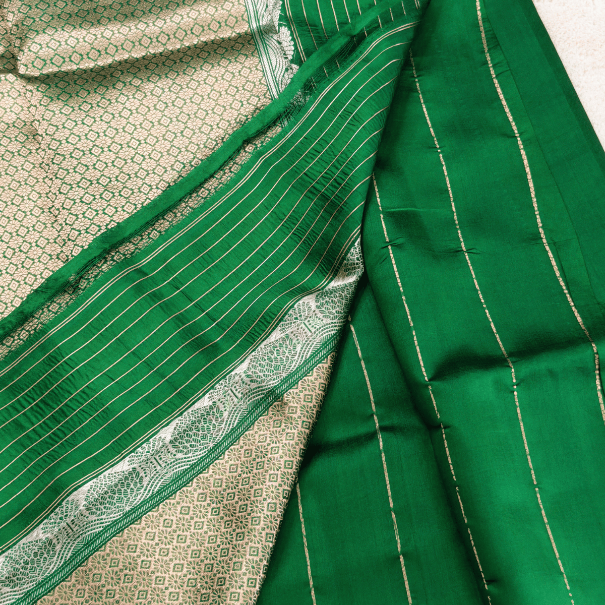 Raw Mango Silk Saree (Bottle Green) - Image 4