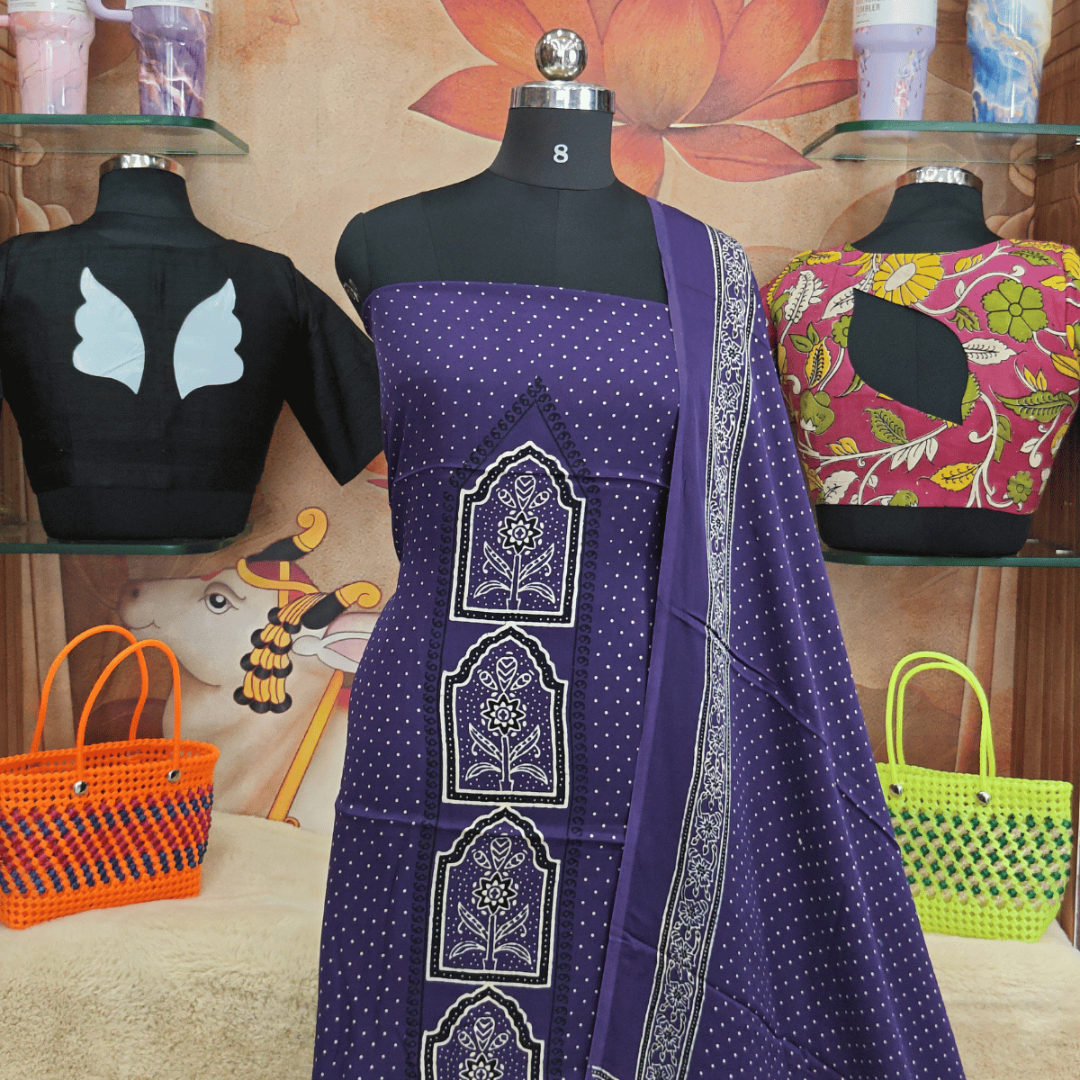 Pure modal silk salwar material Purple