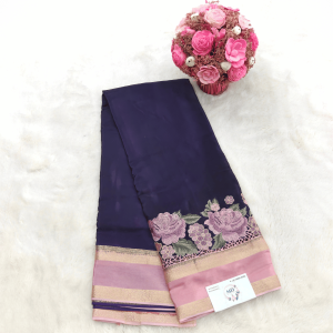 Grape Silk Saree with Cut work embroidery