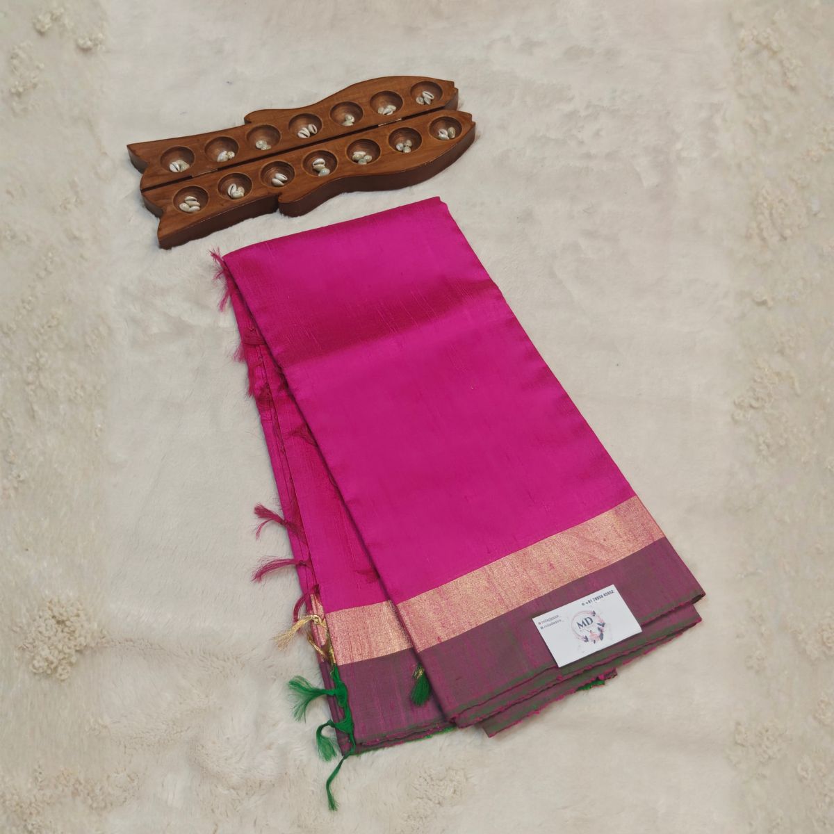 Pure Raw Silk Saree(Rani Pink)