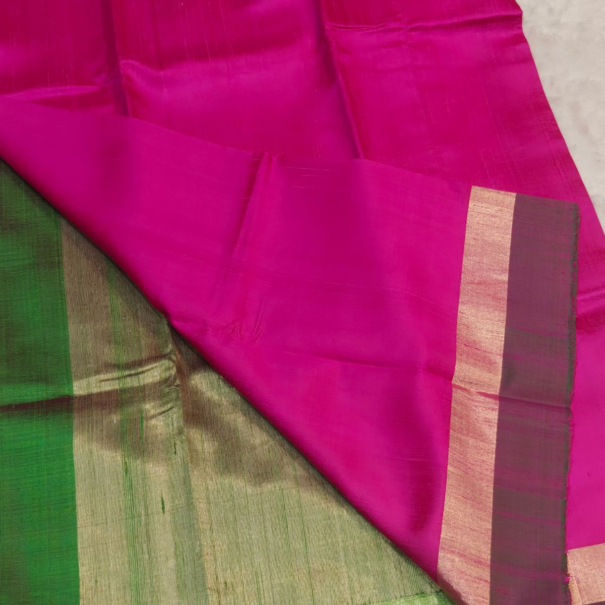 Pure Raw Silk Saree(Rani Pink) - Image 3