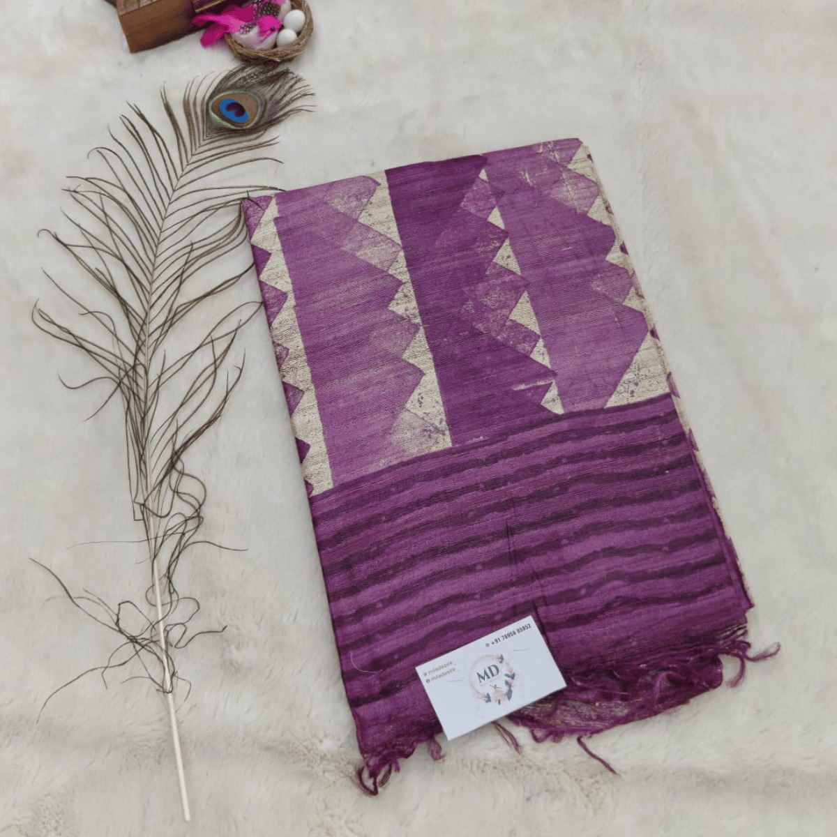 Pure Jute Tussar (Royal Purple with Silver Zari)