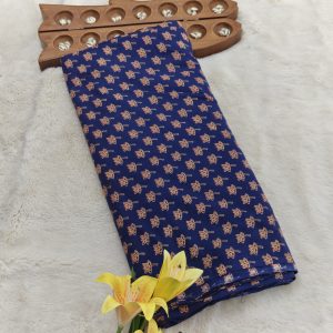 Premium Natural Dyeing Cotton Fabric(Navy blue with beige floral print)