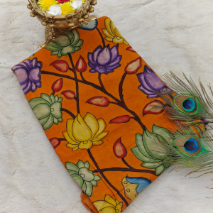 Pure Pen Kalamkari Silk Hand Drawn (Orange)