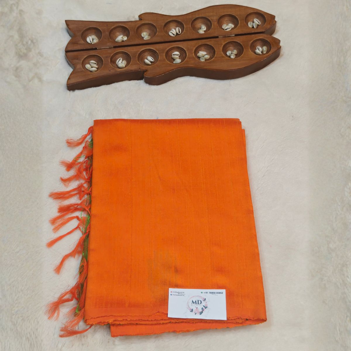 Pure Raw Silk Saree(Burnt Orange) - Image 2