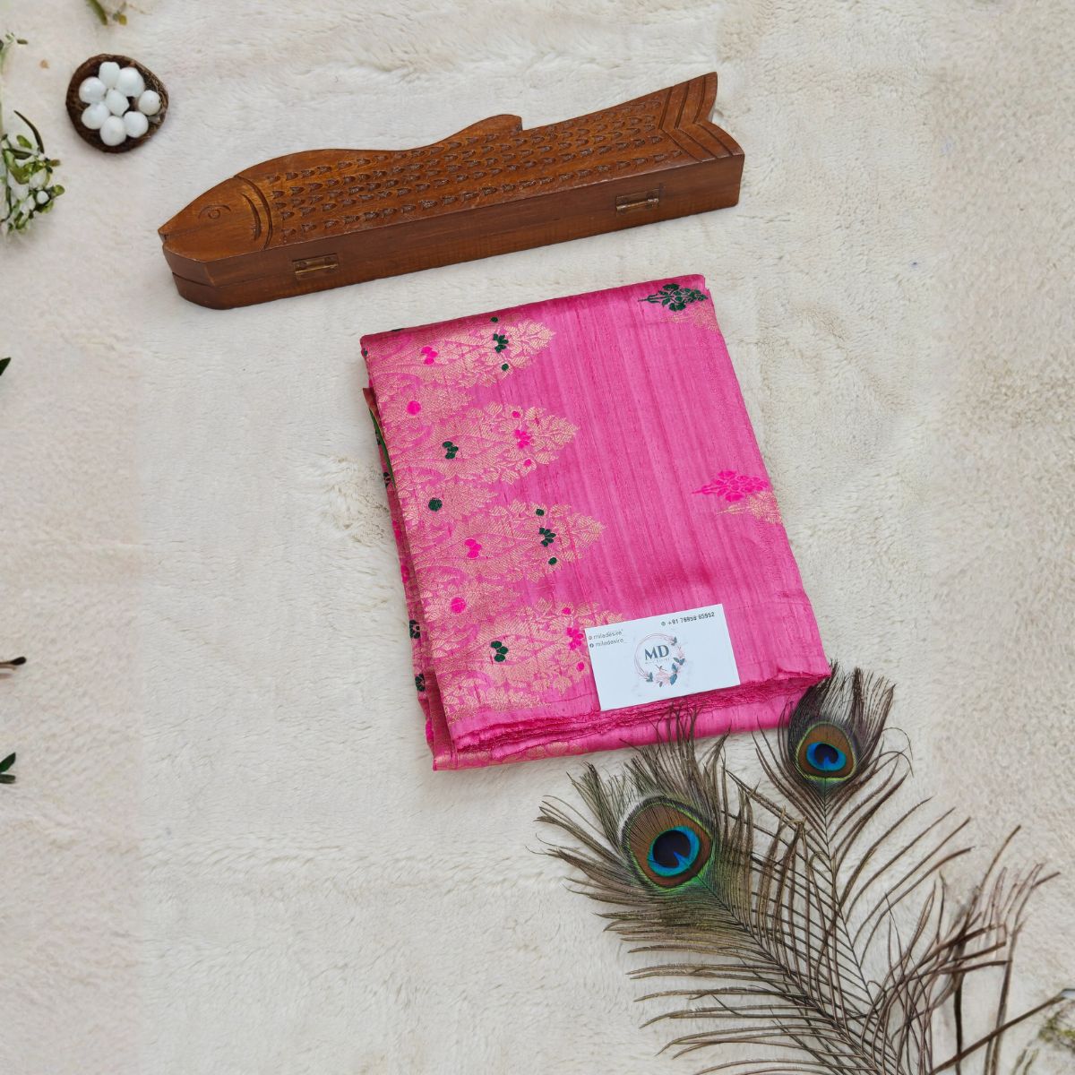 Pure Rawsilk Salwar Materials with banarasi weaving and kora silk dupattta(Rani Pink and Parrot Green) - Image 2