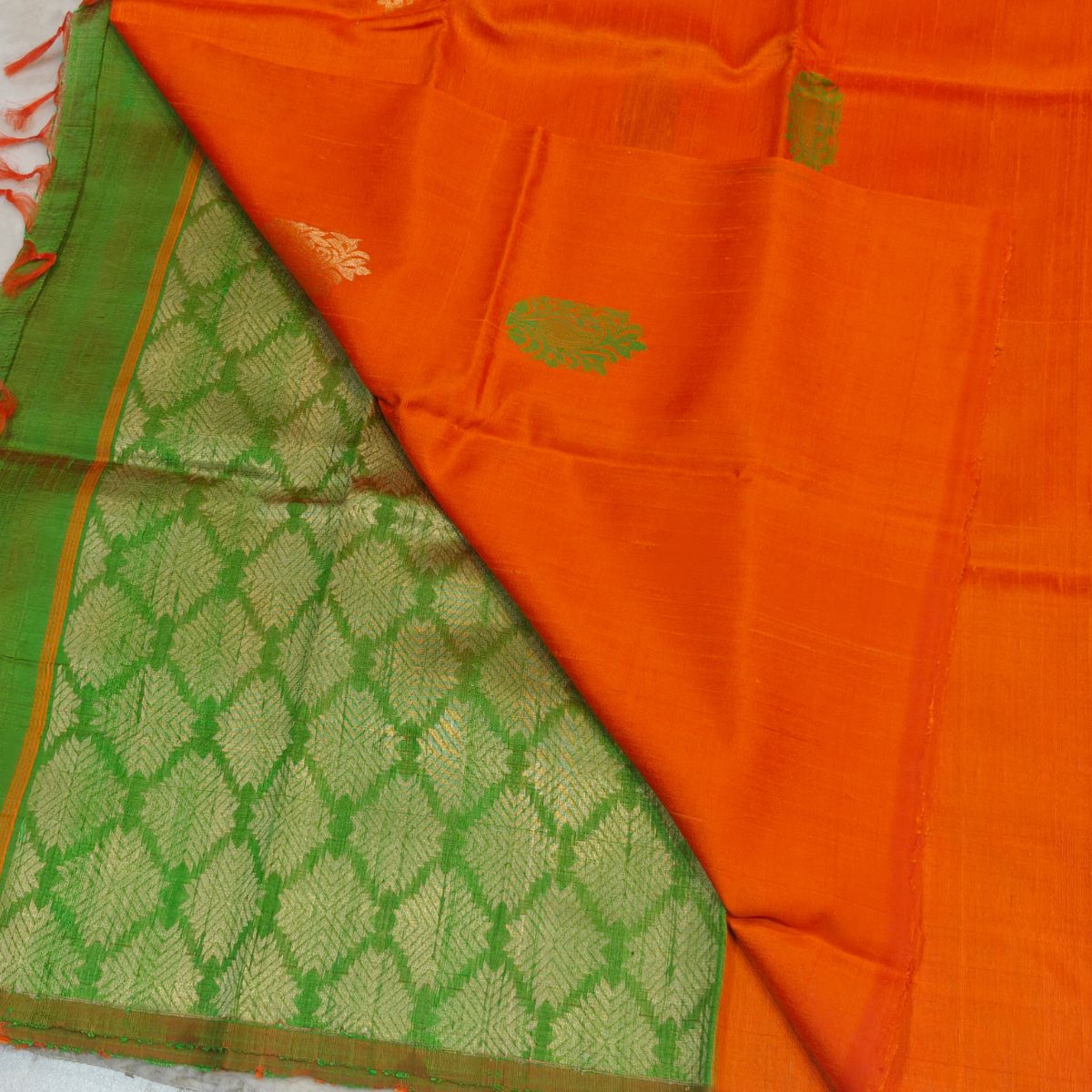 Pure Raw Silk Saree(Burnt Orange) - Image 3