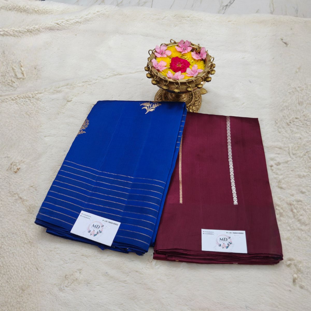 Raw Mango and kora banarasi silk(Royal Blue) - Image 2