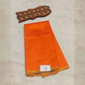 Pure raw silk saree(Bright Vermilion Orange)