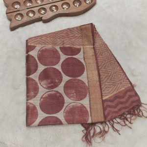 Tussar silk Banarasi weaving(Dusty Rosewood / Muted Maroon Beige)