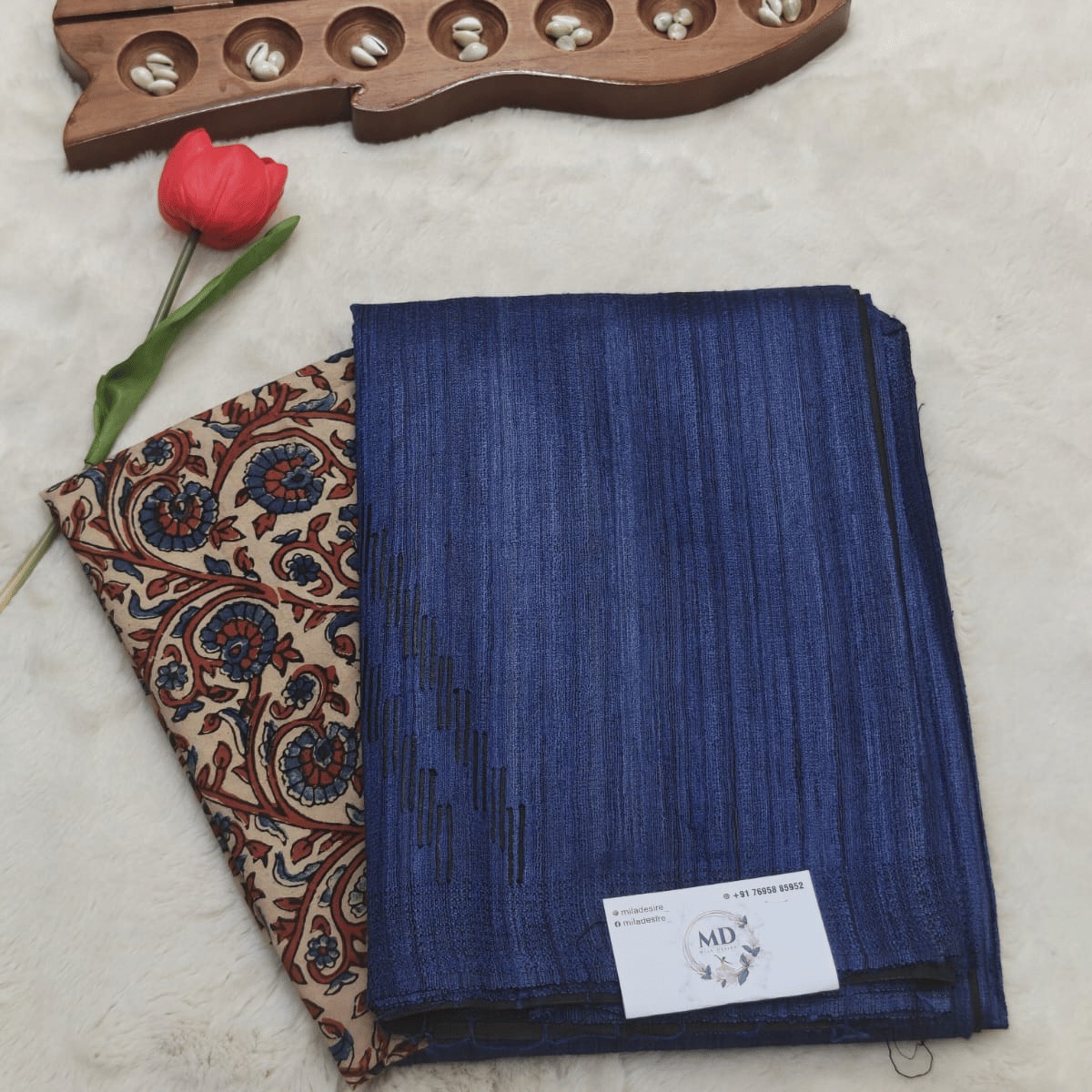 Pure jute tussar saree(Navy Blue)